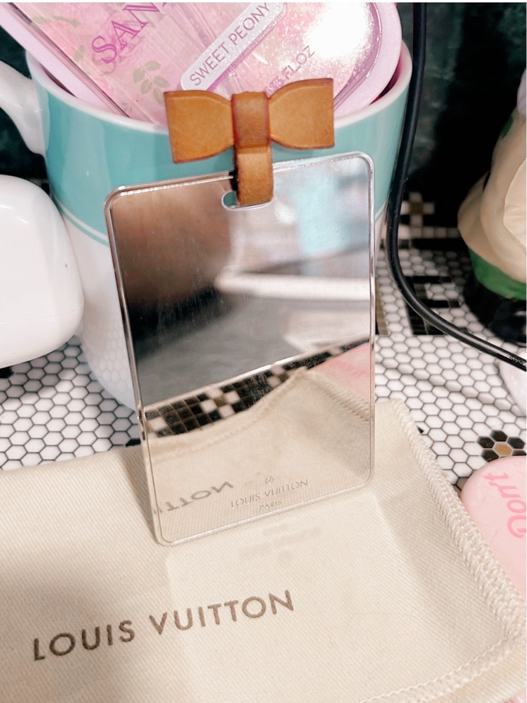 Authentic Louis Vuitton Limited Edition Murakami Vachetta Bow Bag Mirror